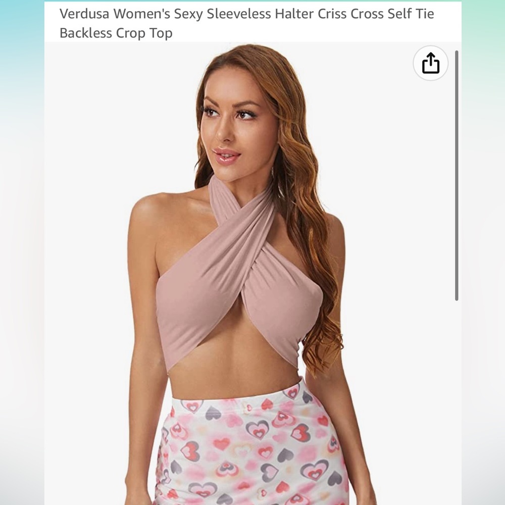 Sexy Sleeveless Halter Criss Cross Self Tie Backless Crop Top - Medium